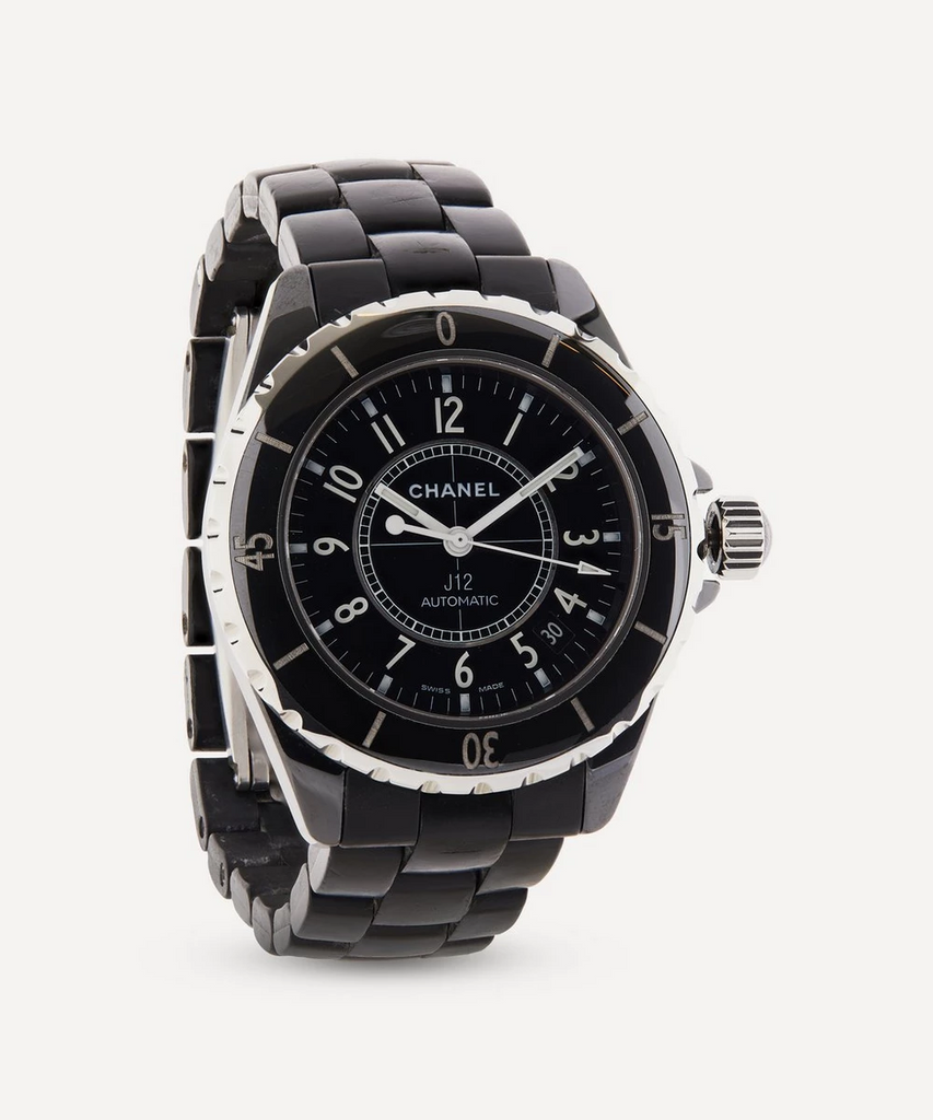 1990s Chanel J12 Black Ceramic and White Metal Watch - De L'Époque
