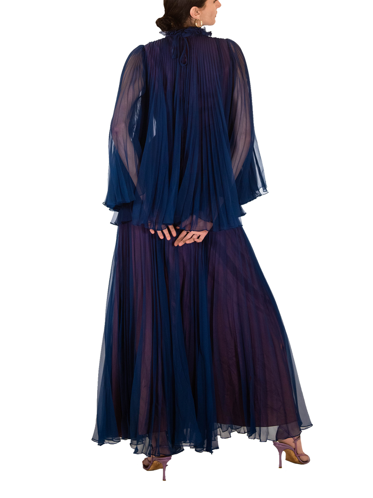 Jean Varon Blue / Purple Pleated Dress - De L'Époque