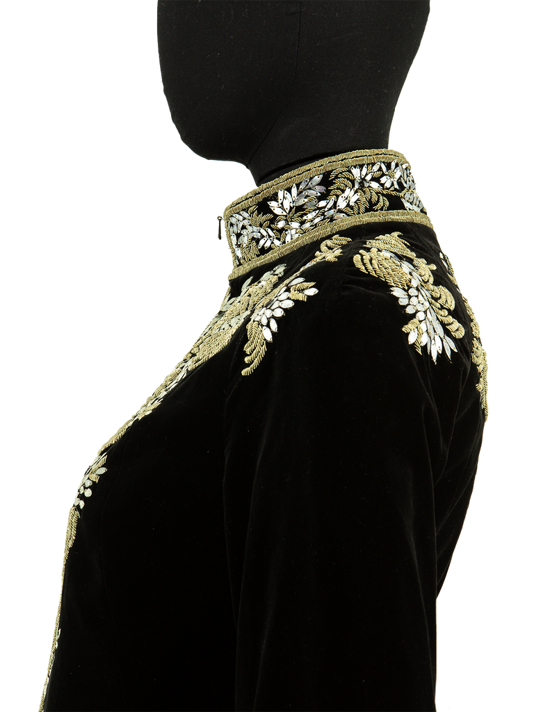 Alexander McQueen Metal Thread Bullion Embroidery Velvet Jacket - De L'Époque