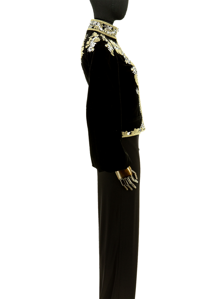 Alexander McQueen Metal Thread Bullion Embroidery Velvet Jacket - De L'Époque