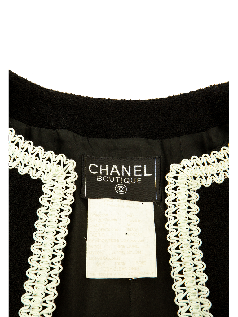 Black Chanel Suit With Scoubidou Braid SS 1994 - De L'Époque