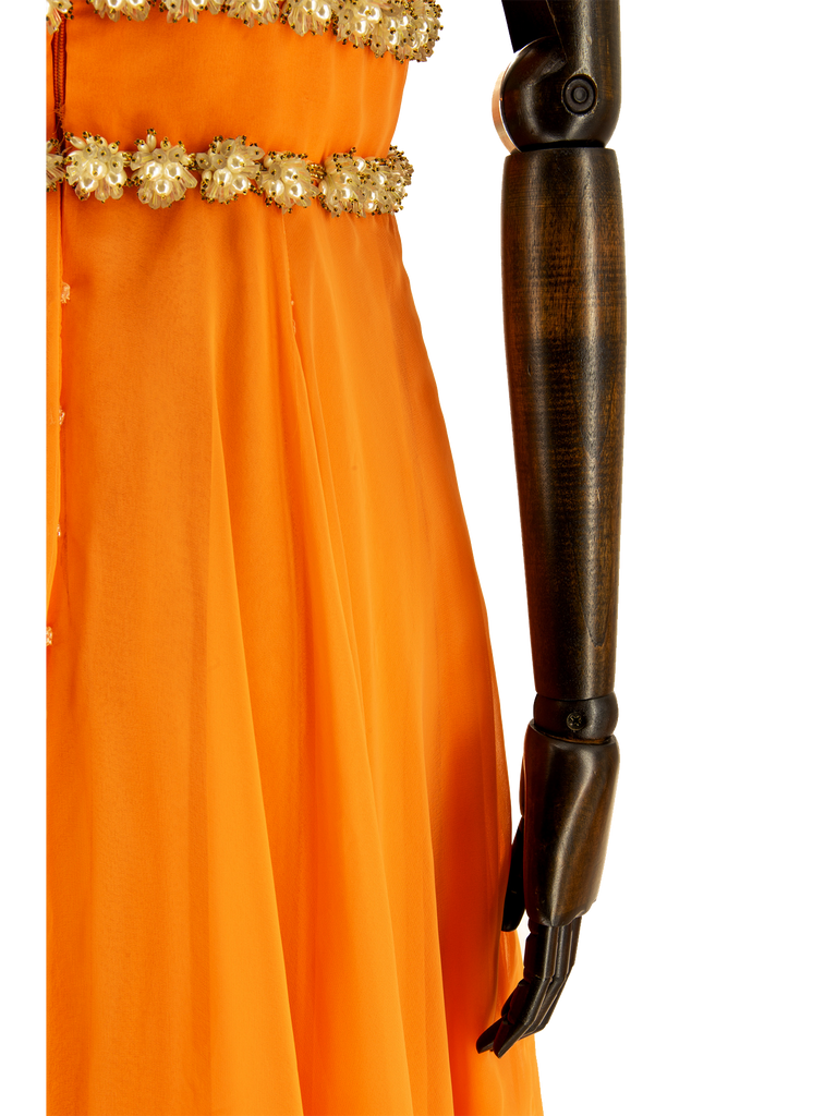 1960s Orange Beaded Dress - De L'Époque