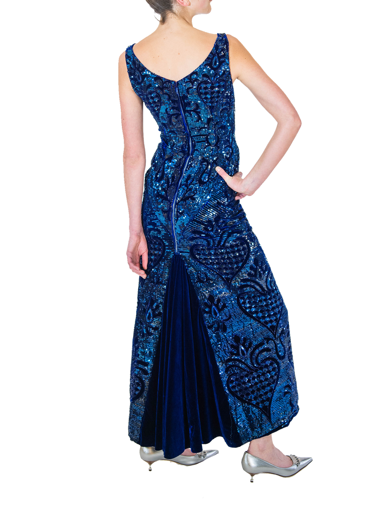 Navy Sequin Evening Dress - De L'Époque