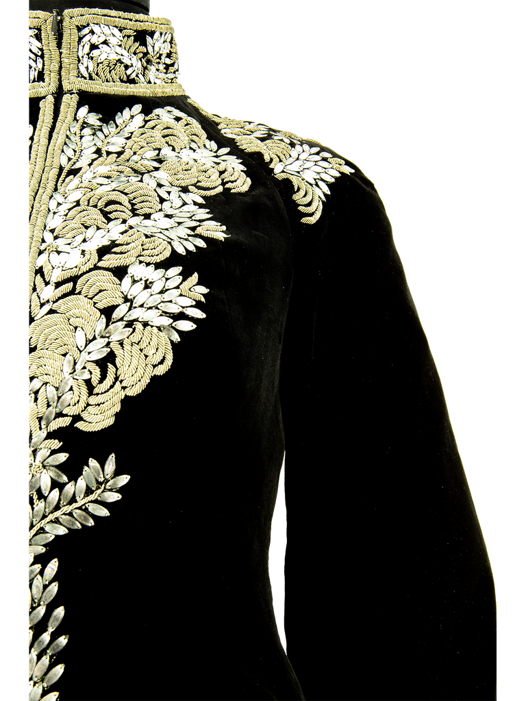 Alexander McQueen Metal Thread Bullion Embroidery Velvet Jacket - De L'Époque