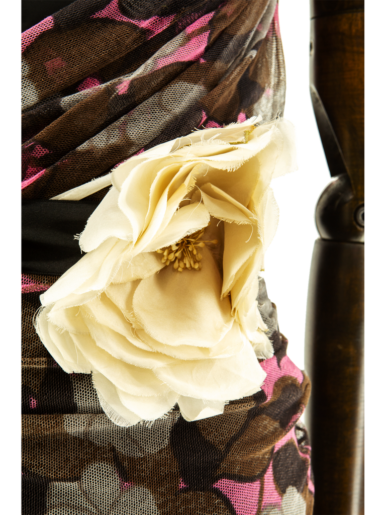 Dolce & Gabbana Spring 2004 Floral Tulle Ruched Dress - De L'Époque