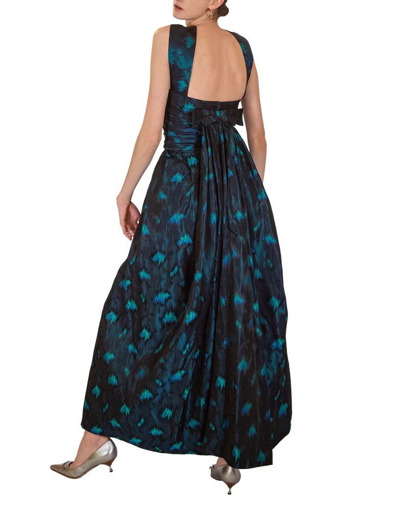 1950s Turquoise And Black Full Skirt Dress - De L'Époque
