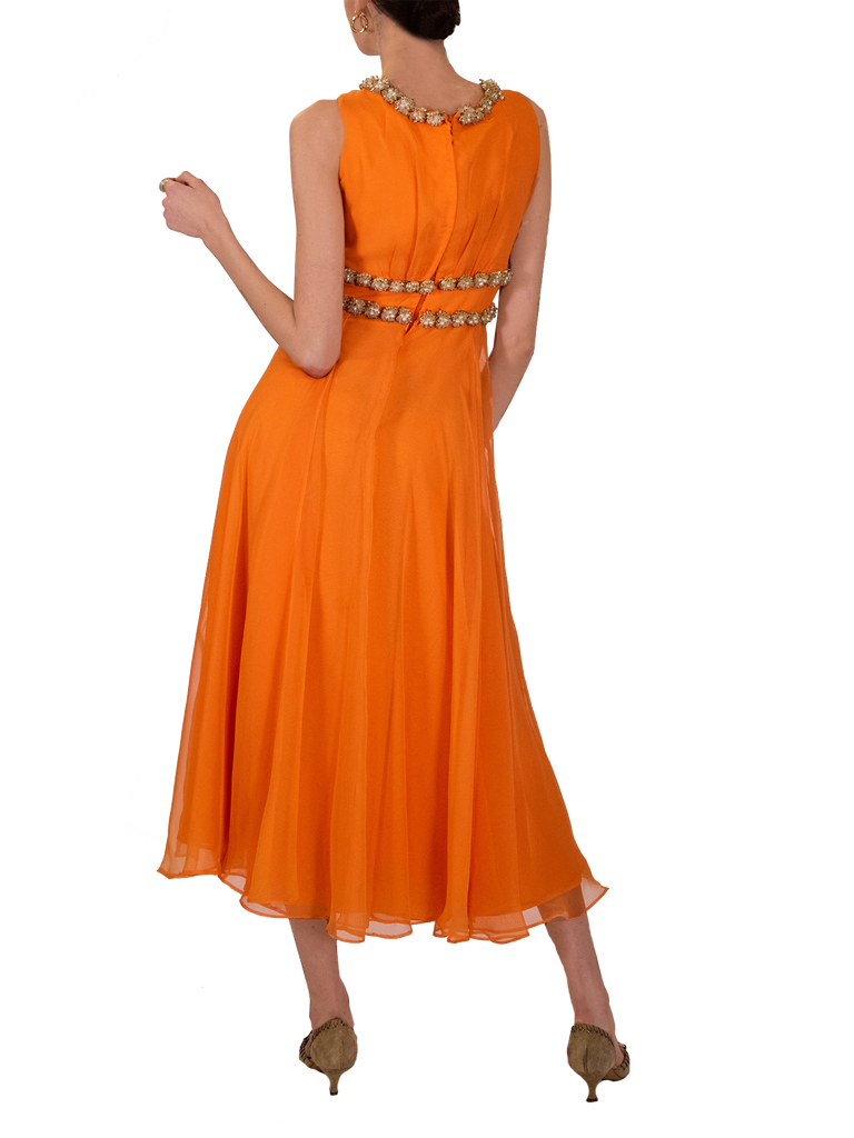 1960s Orange Beaded Dress - De L'Époque