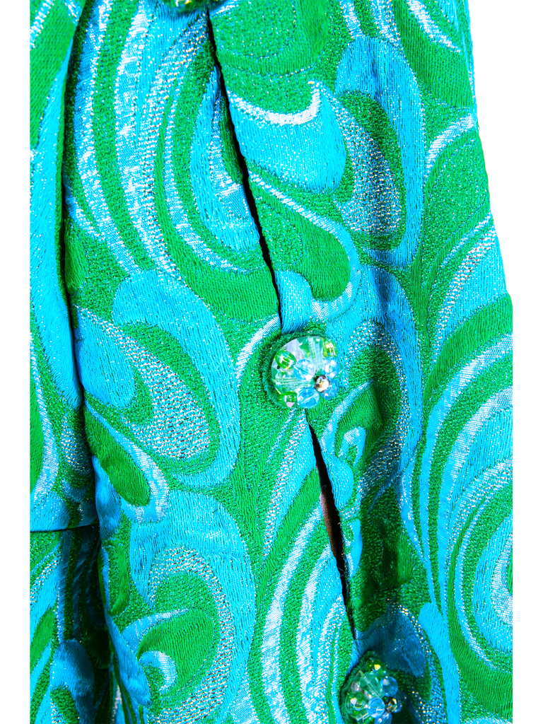 Frank Usher Turquoise Brocade Dress - De L'Époque