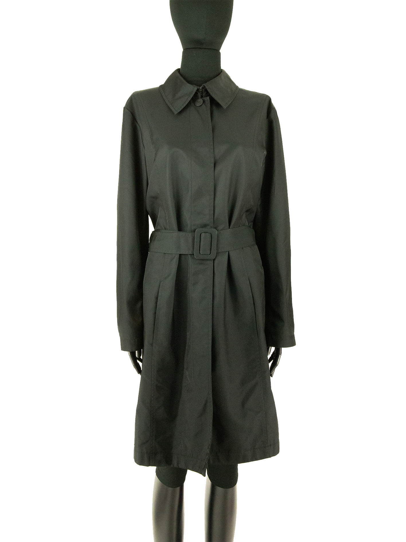 1980s Chanel Black Belted Trench Coat De L Epoque