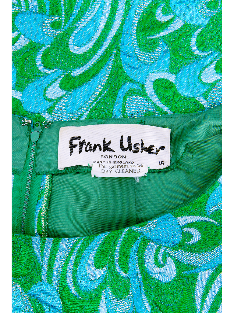 Frank Usher Turquoise Brocade Dress - De L'Époque