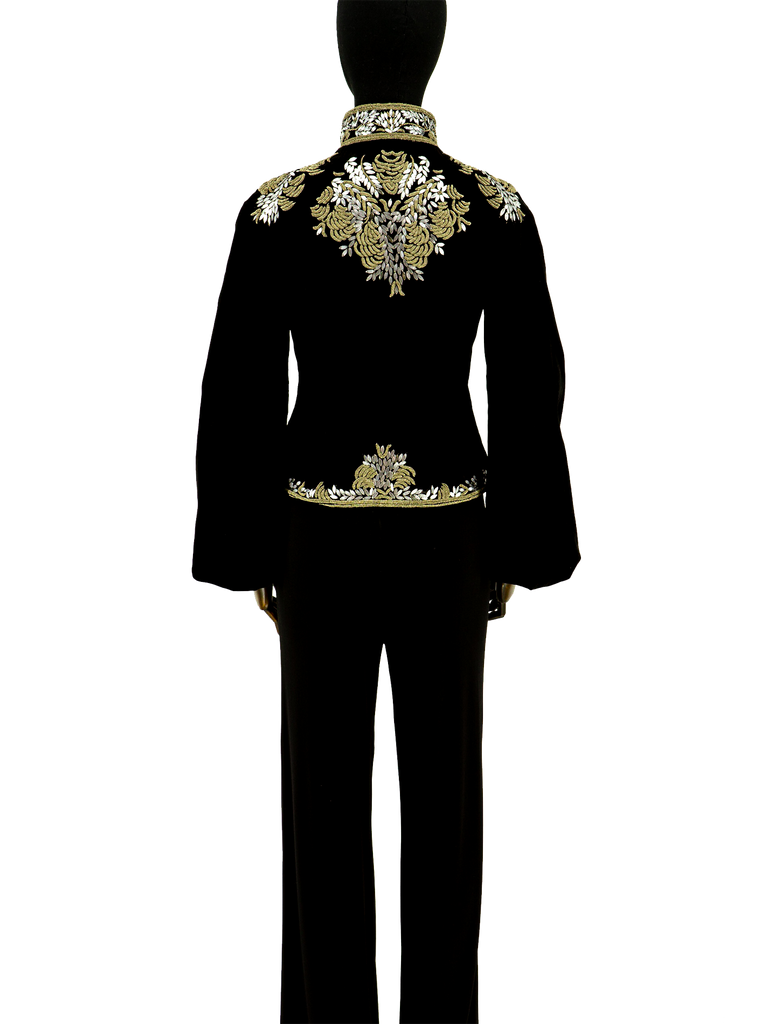 Alexander McQueen Metal Thread Bullion Embroidery Velvet Jacket - De L'Époque