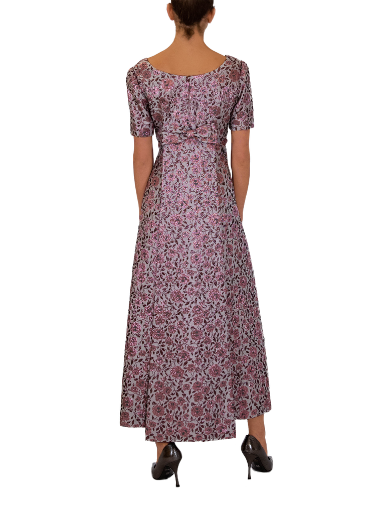 Metallic Pink Brocade 1960s Evening Dress - De L'Époque