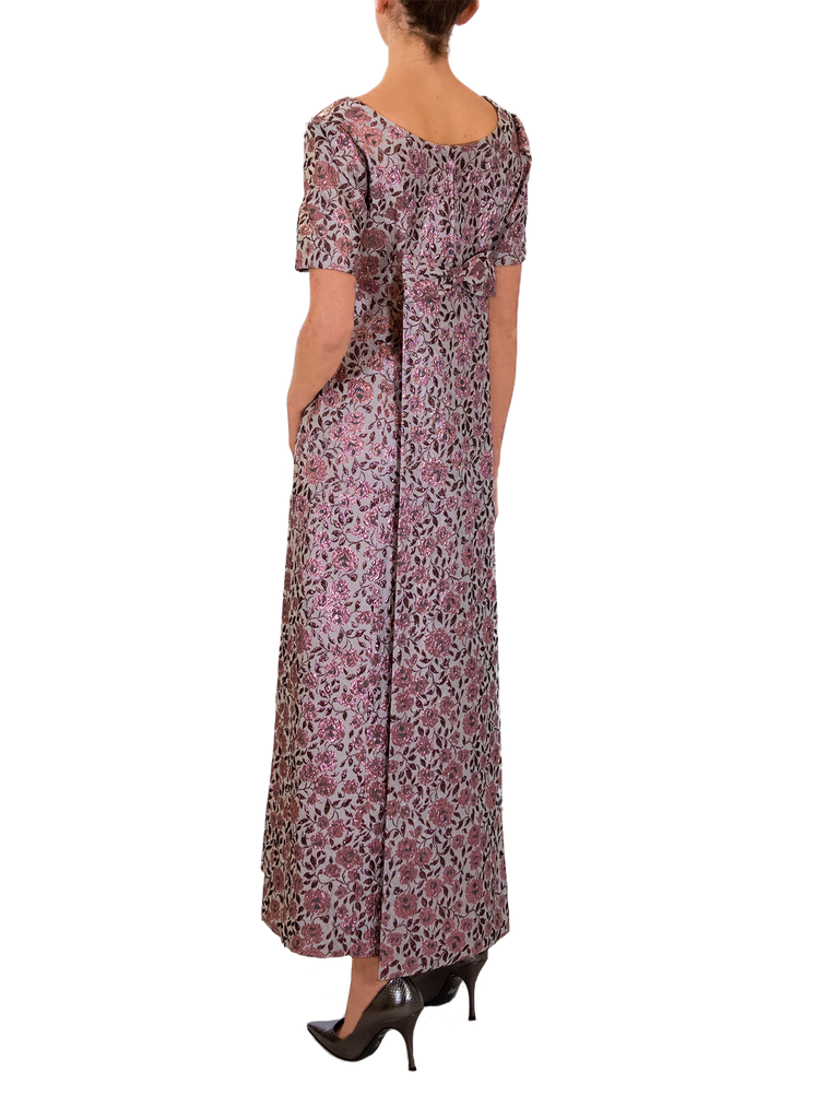 Metallic Pink Brocade 1960s Evening Dress - De L'Époque