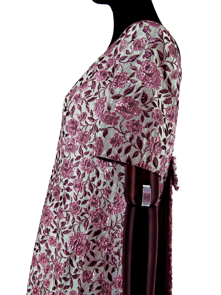 Metallic Pink Brocade 1960s Evening Dress - De L'Époque
