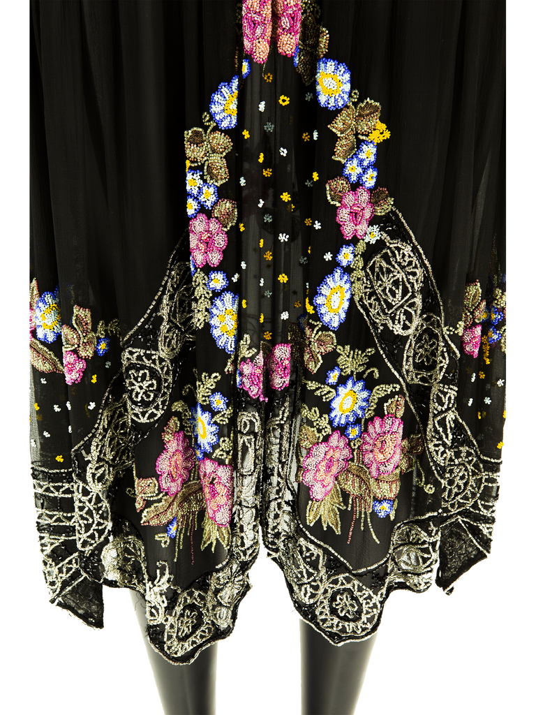1920s Black Beaded Flapper Dress - De L'Époque