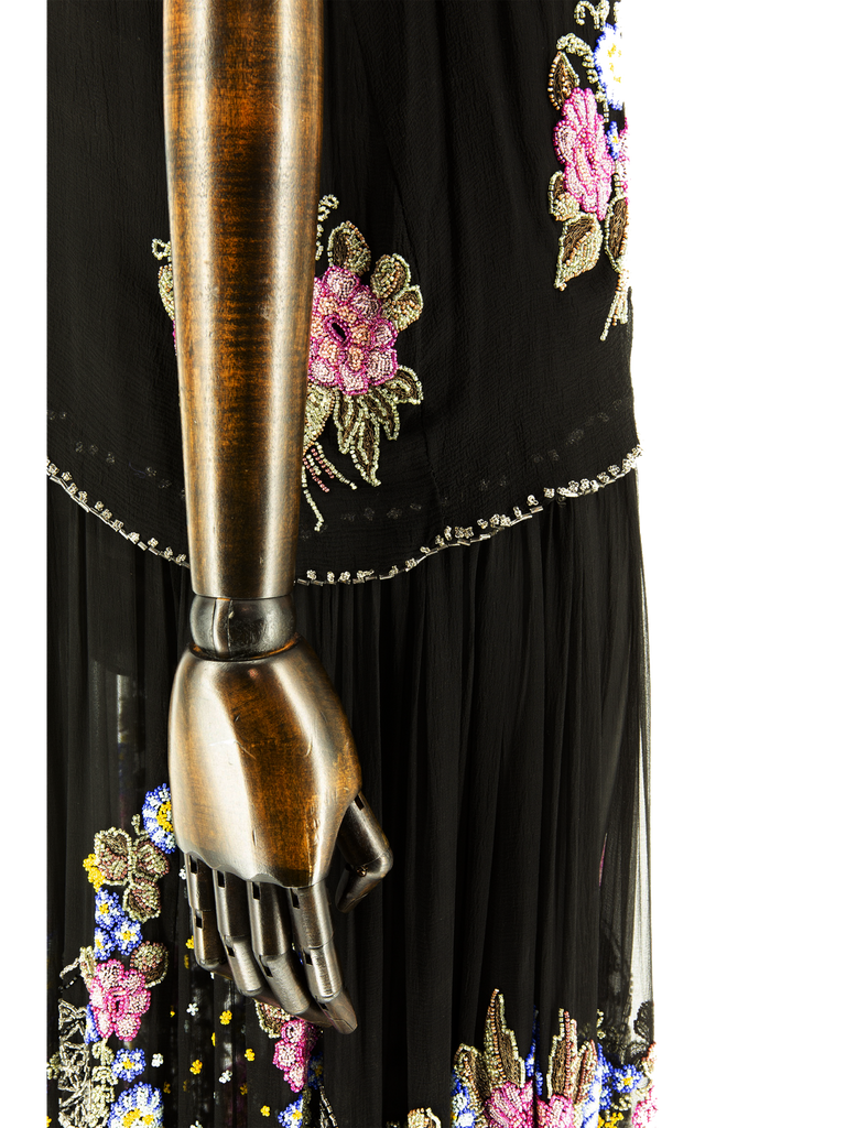 1920s Black Beaded Flapper Dress - De L'Époque