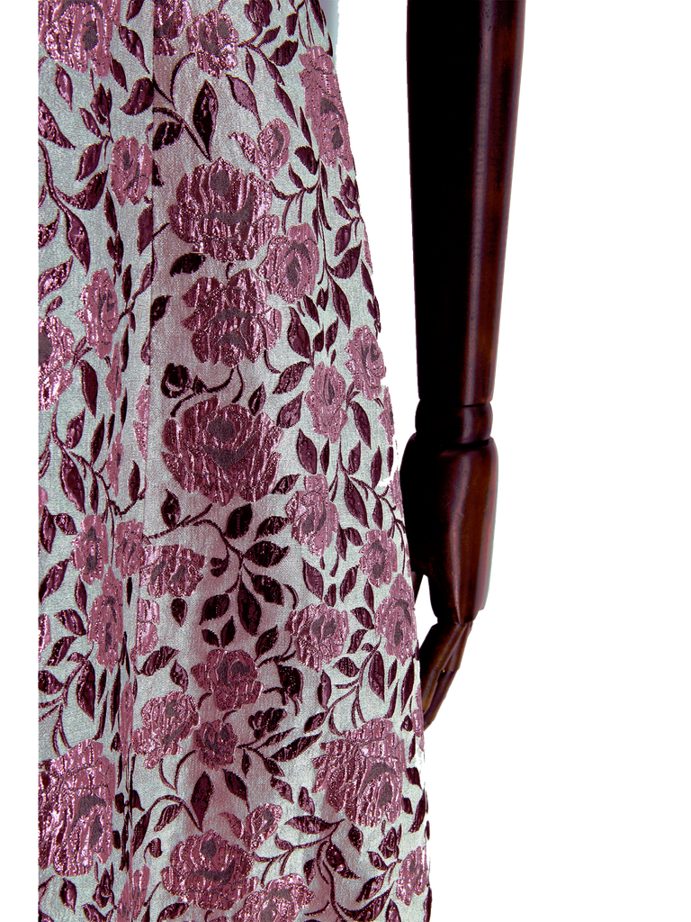 Metallic Pink Brocade 1960s Evening Dress - De L'Époque