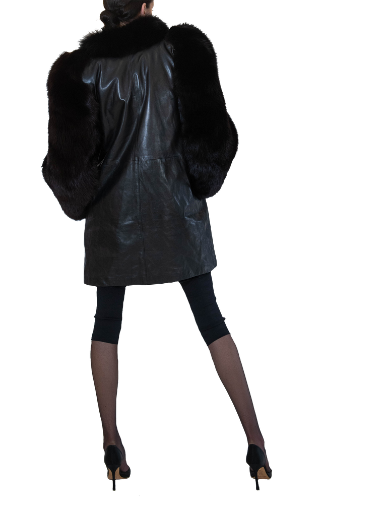 Yves Saint Laurent Leather And Fox Fur Coat 1980s - De L'Époque
